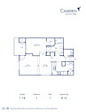 Blueprint of 1.1B Floor Plan, 1 Bedroom and 1 Bathroom at Camden Governors Village Apartments in Chapel Hill, NC