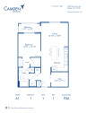 Blueprint of the A1 One Bedroom, One Bathroom Floor Plan at Camden Carolinian Apartments in Raleigh, NC