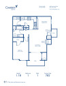 Blueprint of 1.1B Floor Plan, 1 Bedroom and 1 Bathroom at Camden Lake Pine Apartments in Apex, NC