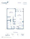 Blueprint of Argonne Floor Plan, 1 Bedroom and 1 Bathroom at Camden Paces Apartments in Atlanta, GA