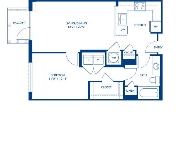 Blueprint of A11 Floor Plan, 1 Bedroom and 1 Bathroom at Camden South Capitol Apartments in Washington, DC