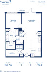Blueprint of A5 Floor Plan at Camden McGowen Station One Bedroom Apartments in Midtown Houston