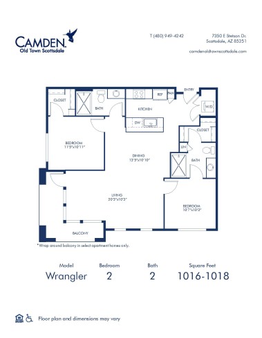 Camden Old Town Scottsdale apartments in Scottsdale, AZ two bedroom Wrangler 2 floor plan