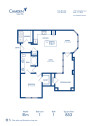 Blueprint of Elm Floor Plan, 1 Bedroom and 1 Bathroom at Camden Cedar Hills Apartments in Austin, TX