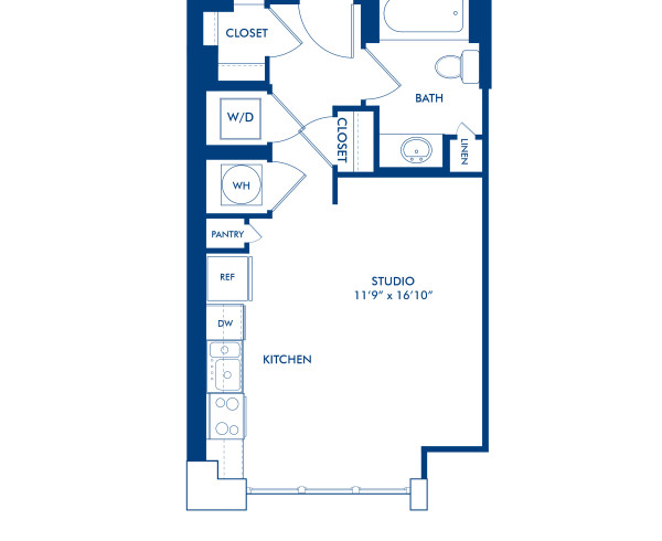 Blueprint of S2 Floor Plan, Studio with 1 Bathroom at Camden NoMa Apartments in Washington, DC
