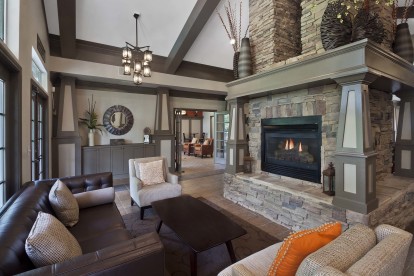 Resident lounge with fireplace