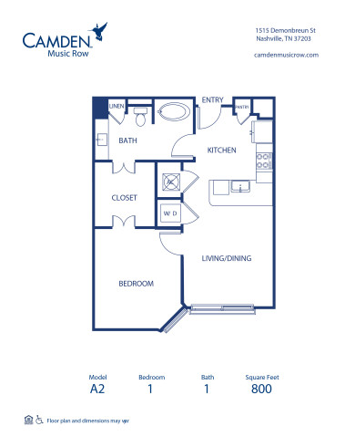 camden-music row-apartments-nashville-tn-one-bedroom-floor plan-A2