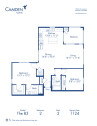 Blueprint of The B3 Floor Plan, 2 Bedrooms and 2 Bathrooms at Camden Foothills Apartments in Scottsdale, AZ