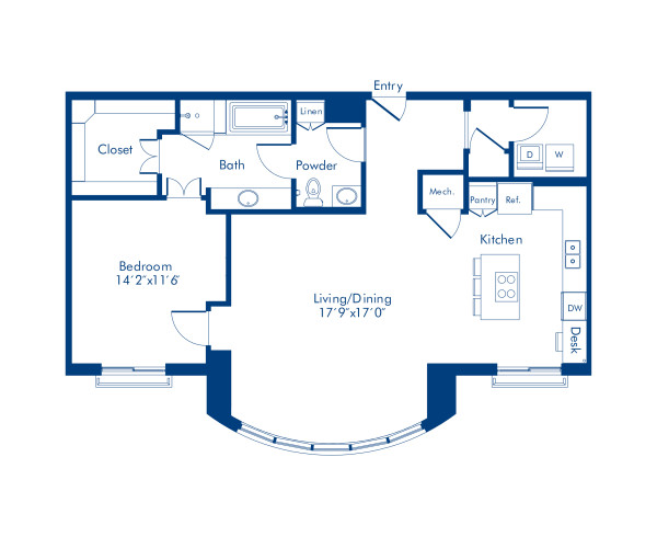 Camden Highland Village apartments in Houston, TX Gallery one bedroom floor plan A7