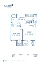 Camden Farmers Market Apartments B1.1 1 bedroom 1 bathroom floor plan diagram