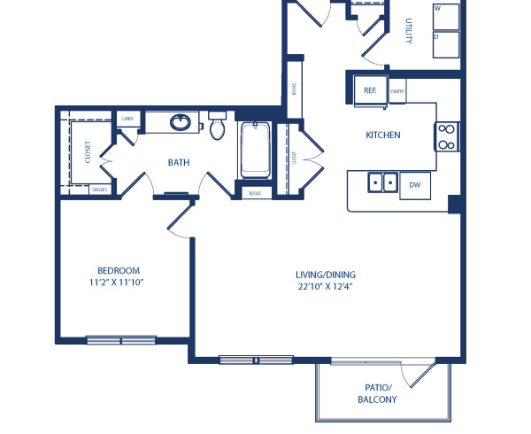 Blueprint of A9 Floor Plan, 1 Bedroom and 1 Bathroom at Camden Victory Park Apartments in Dallas, TX
