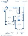 Blueprint of A3A Floor Plan, 1 Bedroom and 1 Bathroom at Camden La Frontera Apartments in Round Rock, TX