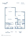 Blueprint of Clairmont Floor Plan, 1 Bedroom and 1 Bathroom at Camden Brookwood Apartments in Atlanta, GA