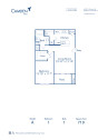 Blueprint of A Floor Plan, 1 Bedroom and 1 Bathroom at Camden Caley Apartments in Englewood, CO