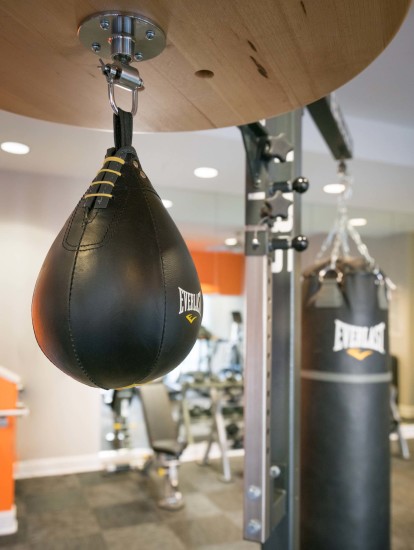 24 hour fitness center with boxing equipment