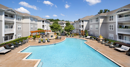 Aerial view of outdoor pool