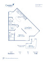 Blueprint Baldwin floor plan, kitchen in studio one bathroom apartment at Camden North Quarter Apartments in Orlando, FL