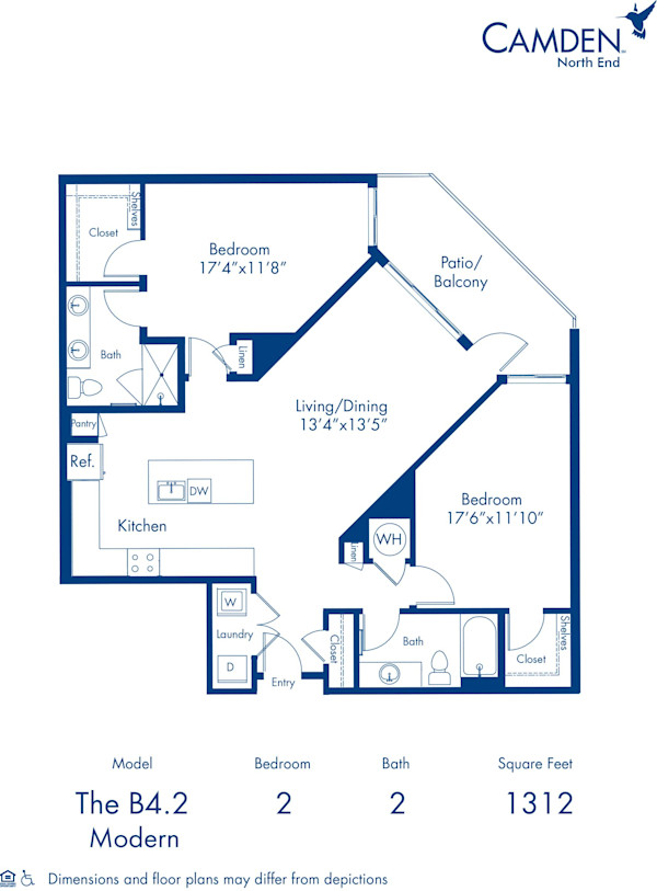 Camden North End apartments in Phoenix, Arizona two bedroom, two bathroom floor plan B4.2