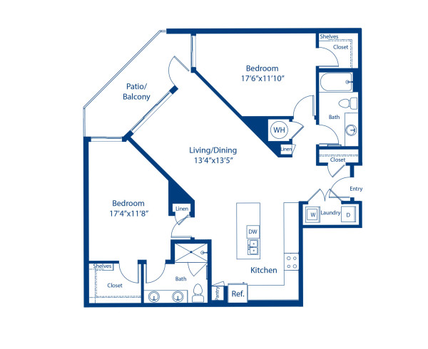 Camden North End apartments in Phoenix, Arizona two bedroom, two bathroom floor plan B4.2