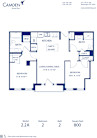 Blueprint of 2.2A Floor Plan, 2 Bedrooms and 2 Bathrooms at Camden Grand Parc Apartments in Washington, DC