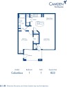 Blueprint of Columbus Floor Plan, 1 Bedroom and 1 Bathroom at Camden Northpointe Apartments in Tomball, TX