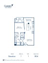 Blueprint of Devotion Floor Plan, Apartment Home with 1 Bedroom and 1 Bathroom at Camden Main and Jamboree in Irvine, CA