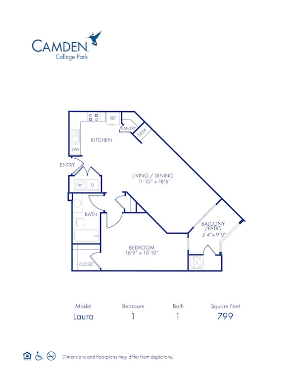 camden-college-park-apartments-college-park-maryland-floor-plan-Laura - 799 sf