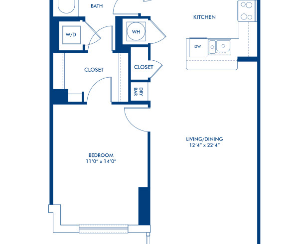 Blueprint of A6 Floor Plan, 1 Bedroom and 1 Bathroom at Camden NoMa Apartments in Washington, DC