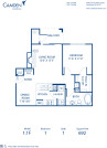 Blueprint of 1.1F Floor Plan, 1 Bedroom and 1 Bathroom at Camden Lansdowne Apartments in Lansdowne, VA