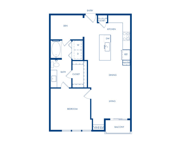 Camden Greenville apartments in Dallas, TX, one bedroom one bath floor plan, A3 Villas