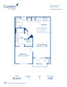 Blueprint of Bluebill Floor Plan, 1 Bedroom and 1 Bathroom at Camden Lamar Heights Apartments in Austin, TX