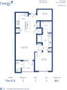Camden Rino apartments in Denver one bedroom floor plan diagram, The A10