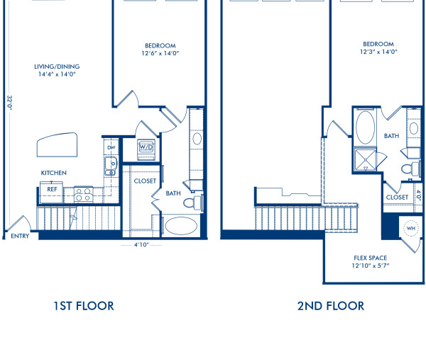 Blueprint of LaGuardia 3 Floor Plan, 2 Bedrooms and 2 Bathrooms at Camden Belmont Apartments in Dallas, TX