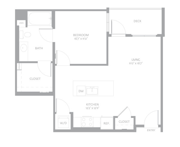 Blueprint of A4.1 Floor Plan, 1 Bedroom and 1 Bathroom at The Camden Apartments in Hollywood, CA