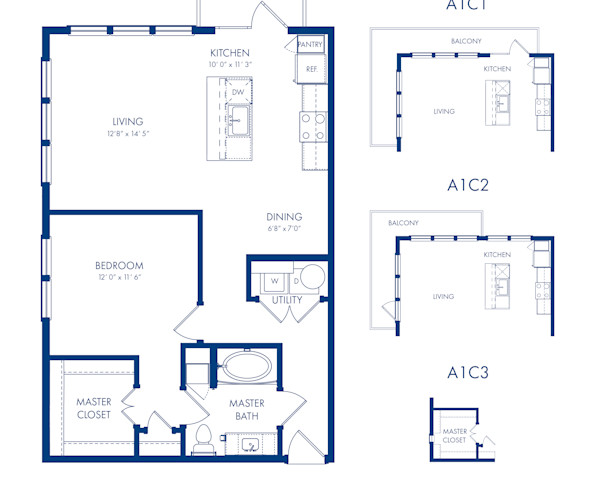 Camden Greenville - floor plan - A1 Flats