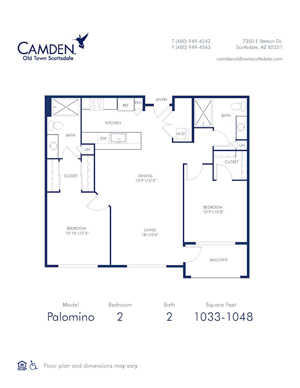 Camden Old Town Scottsdale apartments in Scottsdale, AZ two bedroom Palomino 2 floor plan
