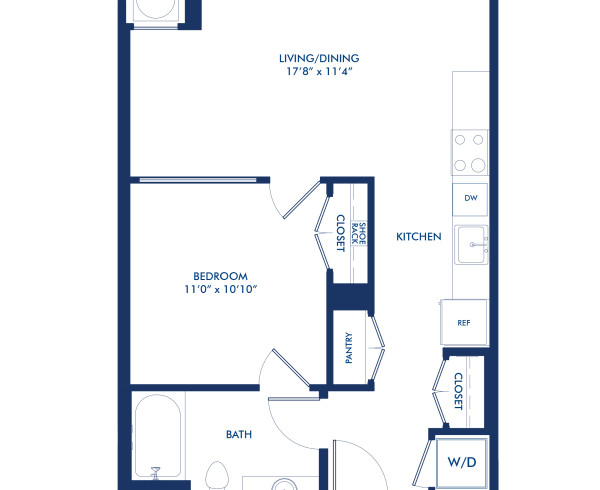 Blueprint of A1.2 Floor Plan, 1 Bedroom and 1 Bathroom at Camden NoMa II Apartments in Washington, DC