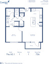 Camden Rino apartments in Denver one bedroom floor plan diagram, The A3.1