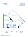 Blueprint of Cocoa Floor Plan, one bedroom and one bathroom apartment home at Camden Thornton Park Apartments in Orlando, FL