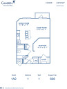 Blueprint of 1A2 Floor Plan, Studio with 1 Bathroom at Camden Monument Place Apartments in Fairfax, VA