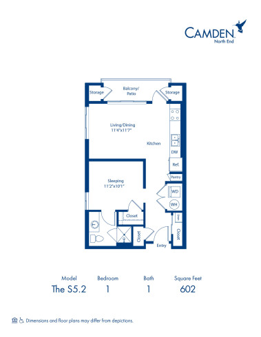 Camden North End apartments in Phoenix, Arizona studio floor plan S5.2