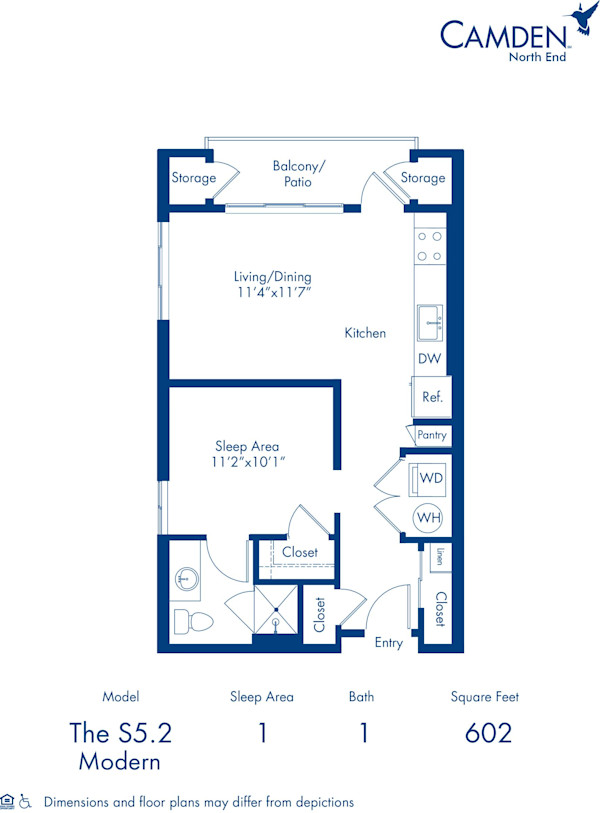 Camden North End apartments in Phoenix, Arizona studio floor plan S5.2