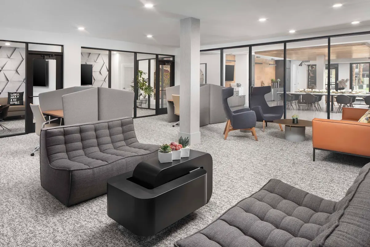 Shared workstations and seating at Camden North End.