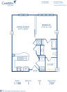 Blueprint of 1.1IB Floor Plan, 1 Bedroom and 1 Bathroom at Camden Cotton Mills Apartments in Charlotte, NC