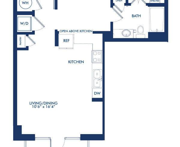 Blueprint of A1.2 Floor Plan at Camden McGowen Station One Bedroom Apartments in Midtown Houston