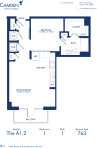 Blueprint of A1.2 Floor Plan at Camden McGowen Station One Bedroom Apartments in Midtown Houston