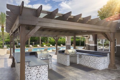 Poolside barbeque and outdoor dining