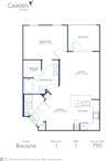 Blueprint of Biscayne Floor Plan, 1 Bedroom and 1 Bathroom at Camden Montague Apartments in Tampa, FL