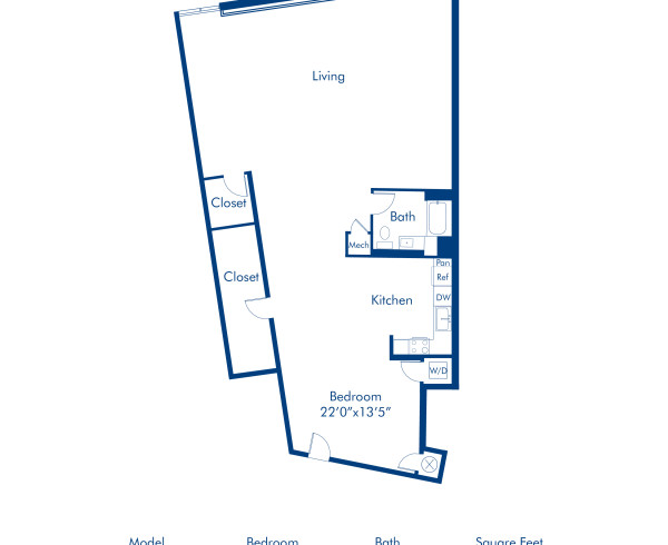 Camden Glendale apartments in Glendale California live work floor plan, studio LW17