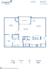 Blueprint of 1.1B Floor Plan, 1 Bedroom and 1 Bathroom at Camden Ashburn Farm Apartments in Ashburn, VA